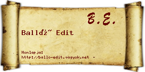 Balló Edit névjegykártya